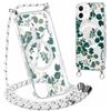 Yirlbey Cover con Cordino per iPhone 12/iPhone 12 Pro 6,1, Compatibile con MagSafe, Trasparente Silicone Custodia con Aesthetic Foglie Motivo, Antiurto Case con Tracolla Collana Catena per iPhone12