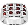 Artik Jewels Naturale Granato Gemma Con 14K Placcato Oro Bianco Anello Argento per Uomo AJ794