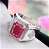 Anello In Argento Sterling 925 Con Gemma Di Rubino Riscaldata Per Uomo #5590