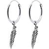 ENTREPLATA Orecchini in argento sterling 925, Cerchi in argento con ciondolo a forma di piuma, Originali orecchini da donna bambina uomo bambino unisex Orecchini con ciondolo a forma di piuma