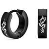 Bling Jewelry Orecchini A Cerchio Biker Gioielli Piccola Croce Incisa Al Laser Drago Fulmine Stelle Aquila Teschi Lucertola Chiave Greca Kpop Nero Ip Argento Oro Placcato Acciaio Inossidabile Diametro 1,27 Cm
