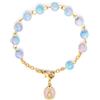 Mondo Cattolico - Rosario Bracciale Religioso con Medaglia Miracolosa Smaltata, Perle Variegate 6 mm, Bracciale da Preghiera, Regalo Cattolico Uomo Donna (Rosa/Azzurro)
