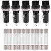 Terisass Portafusibile Presa portafusibile Montato su Pannello Elettrico per fusibili in Vetro 6 30 AC 125 V 15 A/250 V 10 A 5 Pezzi