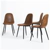 Set 4 Sedie per Sala da Pranzo Marrone con Gambe Acciaio Nero Seduta Ergonomica