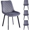 Shally Dogan Set 4 Sedie da Pranzo Rivestimento Velluto Grigio Sedia Ufficio Casa Ergonomica