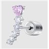 LUCA BARRA MONO ORECCHINO DONNA IN ACCIAIO CUORE ROSA E CRISTALLI BIANCHI - ARGENTO/ACCIAIO
