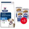 HILL'S Prescription Diet Canine d/d Sensibilità Alimentare Anatra e Riso 12 kg + 3 lattine GRATIS