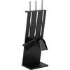 Relaxdays Set da 4 Attrezzi da Camino, Attizzatoio Fuoco, Paletta, Scopino per la Cenere e Porta Utensili, Acciaio, Nero