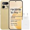 realme 16 Pro 5G Smartphone, 8GB+256GB, Display AMOLED 144Hz 6,78, Batteria 6500mAh, Fotocamera 200MP OIS, IP69K, Ricarica Rapida 45W, Doppia SIM, Next AI, Oro