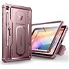 Dexnor Compatibile con Samsung Galaxy Tab S6 Lite Cover [Protezione dello schermo integrata e supporto], Custodia protettiva antiurto durevole di grado militare case - Polvere Peonia