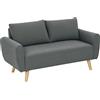 HOMCOM Divano a Due Posti, Divano in Tessuto, 2 Cuscini per lo Schienale, Rivestimento in Velluto, 145 x 75 x 78 cm, Antracite