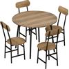HOMCOM Set pranzo 5 pezzi: tavolo e 4 sedie, gambe metallo, finitura naturale. | Aosom Italy