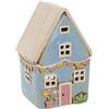 Shudehill Giftware Village Pottery - Portacandela in ceramica con motivo floreale, collezione pastello (bandierine blu)