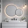 Kiamami Valentina Doppio specchio rotondo con bordo nero e retroilluminazione led