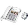Generico Telefono Fisso Sim GSM 4G da Tavolo x Anziani Bracciale SOS Pulsante Emergenza Telesoccorso, Volume Suoneria Extra Forte, Vivavoce, Tasti Grandi Parlanti, Display XXL, Compatibile Apparecchi Acustici