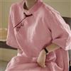 Donna Misto Cotone Rétro Ricamato Stile Cinese Qipao Abito Loose Cheongsam