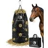 Equimour Heusack 195L - Heutasche Hay Bag rete per cavalli con moschettone e borsa per il trasporto - Slow Feeder - circa 10 kg di fieno - robusta e resistente alle intemperie