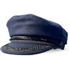 Thorness Cappello tradizionale bretone in lana | Taglia 61 cm, XL, capitano pescatore marinaio, berretto Fiddler, berretto piatto Baker Boy, skipper, classico cappello da barcaiolo francese e greco, blu navy