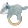 Nattou Rattle with Silicone Ring Badger Felix, 16 cm, Dusty Blue