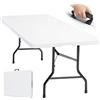 Eiryss Tavolo Pieghevole 180x74cm, Tavolo Pieghevole da Esterno per 8 Persone, Bianco con Piano in Plastica e Struttura in Ferro, 150 kg, 3 Blocchi Sicurezza, Tavolo da Buffet per Giardino Balcone