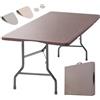 Eiryss Tavolo Pieghevole 180x70cm, Tavolo da Esterno per 8 Persone, Marrone con Piano in Plastica Effetto Rattan e Struttura in Ferro, 150 kg, 3 Blocchi Sicurezza, Tavolo da Buffet per Giardino Balcone