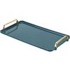 PATIKIL Vassoio Servizio Plastica 16.1 x 8.7 Vassoio Tavolo Verde Scuro | Rettangolare, con Manici Dorati, Riutilizzabile, per Dolci Caffè Tè, Soggiorno Cucina Piano Lavoro