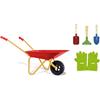 Theo Klein 7669 Carriola per bambini con accessori I In metallo, portata fino a 10 chili I Include robusti attrezzi da gioco di giardino I Giocattoli per bambini dai 3 anni in su