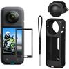 YEHOLDING Kit di Accessori 4in 1 Compatibile con Insta 360 X4,con Custodia in Silicone per fotocamera e copriobiettivo,Protezioni dello schermo,Resistente ai Graffi per accessori insta360 x4 (Nero)