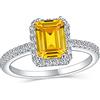 Bling Jewelry Classico senza tempo elegante anello di fidanzamento stile Art Deco con halo 3CT AAA CZ taglio smeraldo rettangolare chiaro giallo canarino per donne con pavé di zirconi cubici e fascia sottile da 1