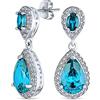 Bling Jewelry Orecchini pendenti a goccia con simulato topazio blu pavé CZ halo a forma di pera per donna, placcati in argento per il ballo di fine anno.