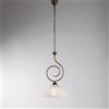 Be-Light Sospensione Classica 1 Luce Ferro Battuto Marrone e Oro Vetro Bianco Serie Milly
