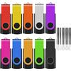 EASTBULL Chiavetta USB 2.0 da 8 GB, con cordini, chiavetta di memoria girevole per archiviazione e backup (confezione da 10 GB, colori misti)