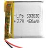 Liter energy battery Batteria 503030 LiPo 3.7V 450mAh 1.665Wh 1S 5C Liter Energy Battery per l'elettronica Ricaricabile Telefono Portatile Smartwatch Orologio GPS - Non adatto per Radiocomando 32x30x5mm (450mAh|503030)