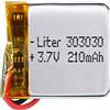 Liter energy battery Batteria 303030 LiPo 3.7V 210mAh 0.777Wh 1S 5C Liter Energy Battery per l'elettronica Ricaricabile Telefono Portatile Smartwatch Orologio GPS - Non adatto per Radiocomando 32x30x3mm (210mAh|303030)
