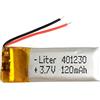 Liter energy battery Batteria 401230 LiPo 3.7V 120mAh 0.444Wh 1S 5C Liter Energy Battery per l'elettronica Ricaricabile Telefono Portatile Smartwatch Orologio GPS - Non adatto per Radiocomando 32x12x4mm (120mAh|401230)