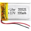 Liter energy battery Batteria 301525 LiPo 3.7V 100mAh 0.37Wh 1S 5C Liter Energy Battery per l'elettronica Ricaricabile Telefono Portatile Video Luce LED GPS - Non adatto per Radiocomando 27x15x3mm (100mAh|301525)