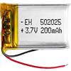 Liter energy battery Batteria 502025 LiPo 3.7V 200mAh 0.74Wh 1S 5C Liter Energy Battery per l'elettronica Ricaricabile Telefono Portatile Smartwatch Orologio GPS - Non adatto per Radiocomando 27x20x5mm (200mAh|502025)
