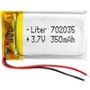 Liter energy battery Batteria 702035 LiPo 3.7V 350mAh 1.295Wh 1S 5C Liter Energy Battery per l'elettronica Ricaricabile Telefono Portatile Smartwatch Orologio GPS - Non adatto per Radiocomando 37x20x7mm (350mAh|702035)