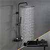 Görbach Colonna Doccia Acciaio Inox con Miscelatore, Colonna Doccia Rubinetto con Asta Doccia Regolabili e Termostatico, Set Doccia a Pioggia con Soffione 20×20 cm Nero