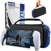 Orzly Custodia da trasporto progettata per il lettore remoto del portale Playstation per console PS5, protezione da viaggio e spazio per caricare cuffie e altro Nero/Blu