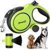 Pecute Guinzaglio per Cani Allungabile 8 Metri, Guinzagli Retrattili con Sacchetti Igienici e Porta Sacchetti| per Passeggiate, Addestramento, Pioggia, per Cani Fino a 15-50 kg, Verde