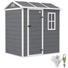 Outsunny casetta da giardino in plastica 2,1m² 186 x 130 x 199cm casetta per attrezzi con tetto spiovente pavimento finestra porta con serratura casetta da giardino resistente alle intemperie casetta