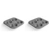 Aeternum, Bakeware Petravera, Stampo per Bagel 4 pz, Dimensioni 23,5x23,5 cm, Adatto al forno, Carbon Steel, Grigio (Confezione da 2)