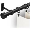 Gogrinliv Bastoni per tende da 2,5 cm per finestre, lungo da 144 a 426,7 cm, asta per tende rustica nera, design moderno con staffe, aste divisori per stanze, aste per finestre industriali per interni ed