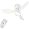 BRILONER - Ventilatore da soffitto con luce LED, telecomando, motore DC silenzioso con 3 velocità, CCT e luminosità regolabile, pale rimovibili, lampadario ventilatore da soffitto, 78 cm, bianco