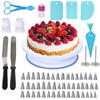 Uten Piatto Girevole per Torte, Uten Set di Utensili Decorazioni Torte Pasticceria, 62 Pezzi Kit Pasticceria Professionale con Spatole e Ugelli, Per Fare Torte, Decorare Pasticcini, Cottura al Forno