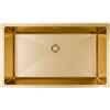 ANW HOME Lavello Cucina 1 Vasca Lavandino Cucina Acciaio Inox, Lavello da Incasso e Sottotop, 74x44 cm, Oro PVD, Rivestimento Nano, Spessore 3,0+1 mm, Profondità 22 cm, con Sifone
