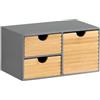 Kesper | Organizer con 3 cassetti, MDF e bambù, Dimensioni: 27 x 16 x 14 cm, Colore: Grigio, Naturale | 58961