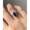 Anello Donna In Argento Sterling 925 Con Zaffiro Lab & Moissanite 430E