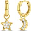 In Season Jewelry Stella & Luna Pendente 9mm Bambini/Ragazze Orecchini Hoop - Placcato Oro Argento